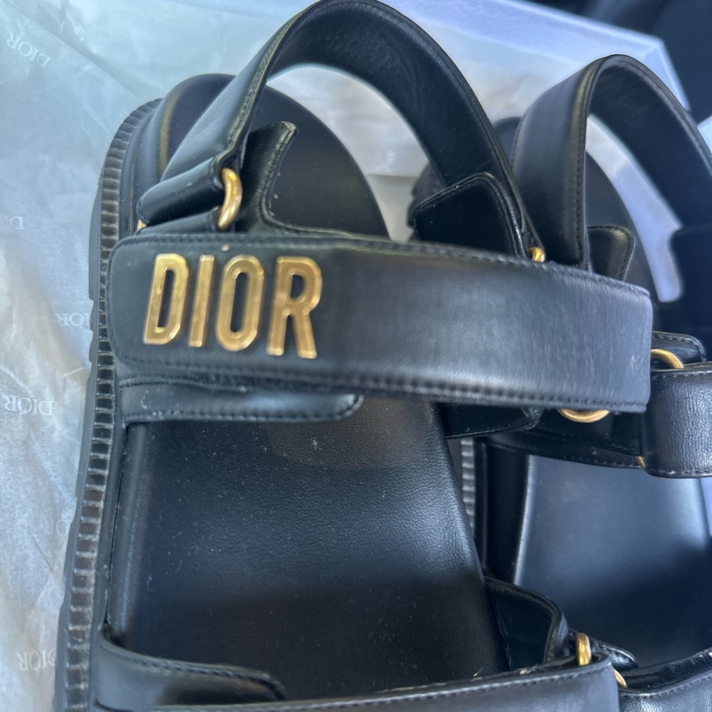 Dior Black Sandals with Gold Accents - Picture 6 of 7